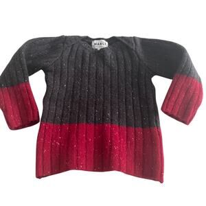 Mabli Boys Merino Wool Ribbed Brown Red Marled Colorblocked Sweater 12-18 months